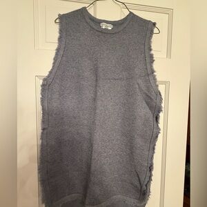 Gray Sleeveless Fringe Sweater